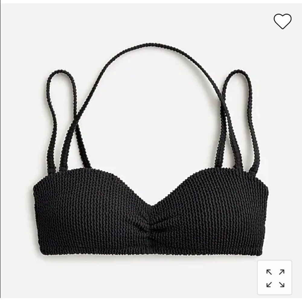 J.CREW Scrunchie Sweetheart Bikini Top Size 2X Black Crinkle Multi-Strap NWT